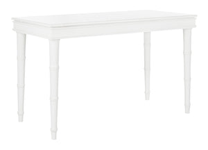 Safavieh Noely Modern Coastal Single Drawer Writing Desk With Bamboo-Inspired Frame For Stylish Workspaces White/Gold Handle DSK3500A