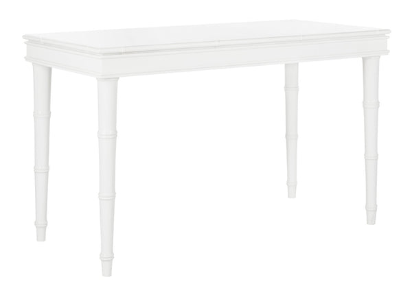 Safavieh Noely Modern Coastal Single Drawer Writing Desk With Bamboo-Inspired Frame For Stylish Workspaces White/Gold Handle DSK3500A