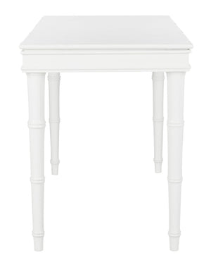 Safavieh Noely Modern Coastal Single Drawer Writing Desk With Bamboo-Inspired Frame For Stylish Workspaces White/Gold Handle DSK3500A