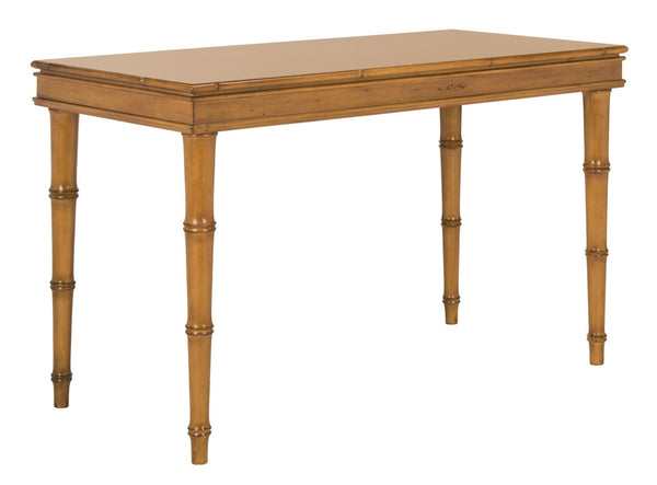 Safavieh Noely Modern Coastal Single Drawer Writing Desk With Bamboo-Inspired Frame For Stylish Workspaces Brown/Brown Handle DSK3500B