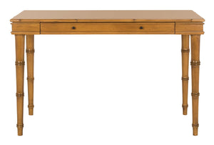 Safavieh Noely Modern Coastal Single Drawer Writing Desk With Bamboo-Inspired Frame For Stylish Workspaces Brown/Brown Handle DSK3500B