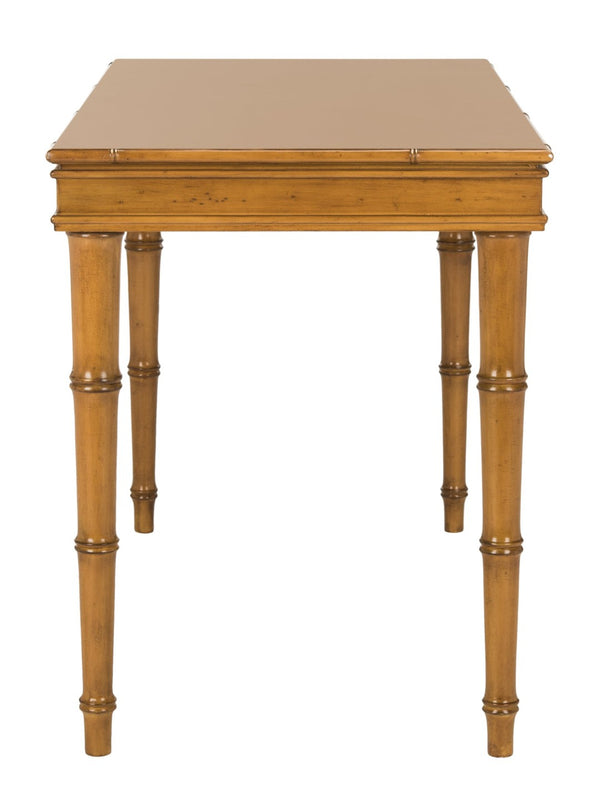 Safavieh Noely Modern Coastal Single Drawer Writing Desk With Bamboo-Inspired Frame For Stylish Workspaces Brown/Brown Handle DSK3500B
