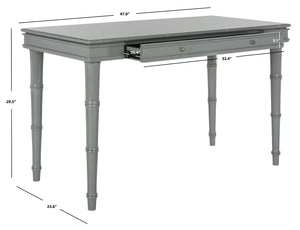 Safavieh Noely Modern Coastal Single Drawer Writing Desk With Bamboo-Inspired Frame For Stylish Workspaces Grey/Silver Handle DSK3500C