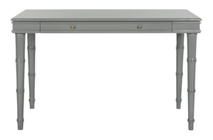 Safavieh Noely Modern Coastal Single Drawer Writing Desk With Bamboo-Inspired Frame For Stylish Workspaces Grey/Silver Handle DSK3500C