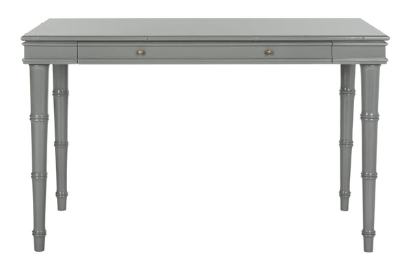 Safavieh Noely Modern Coastal Single Drawer Writing Desk With Bamboo-Inspired Frame For Stylish Workspaces Grey/Silver Handle DSK3500C