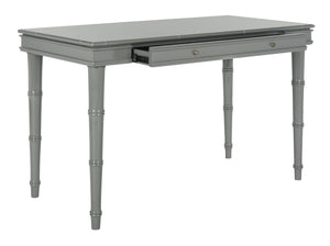 Safavieh Noely Modern Coastal Single Drawer Writing Desk With Bamboo-Inspired Frame For Stylish Workspaces Grey/Silver Handle DSK3500C