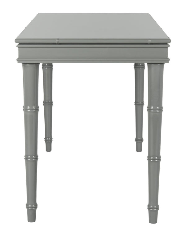 Safavieh Noely Modern Coastal Single Drawer Writing Desk With Bamboo-Inspired Frame For Stylish Workspaces Grey/Silver Handle DSK3500C