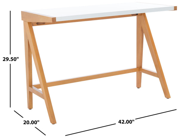 Safavieh Ripley Desk - Industrial Farmhouse Charm With A-Frame Design For Stylish Home Office Workspaces Oak/White DSK5001A