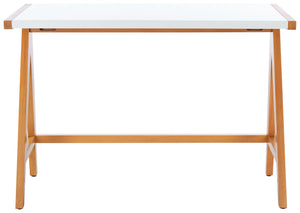 Safavieh Ripley Desk - Industrial Farmhouse Charm With A-Frame Design For Stylish Home Office Workspaces Oak/White DSK5001A