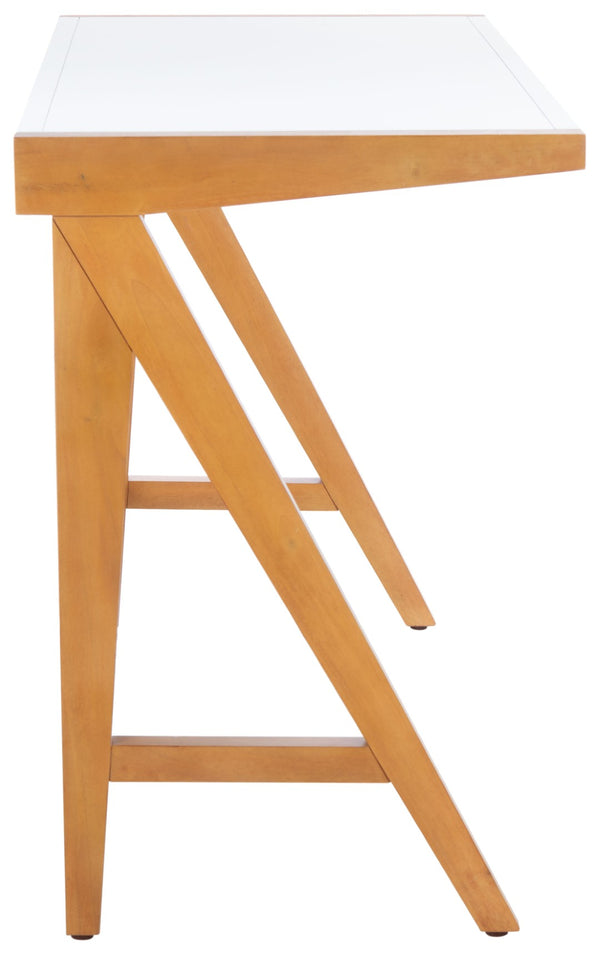 Safavieh Ripley Desk - Industrial Farmhouse Charm With A-Frame Design For Stylish Home Office Workspaces Oak/White DSK5001A