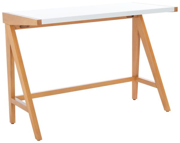 Safavieh Ripley Desk - Industrial Farmhouse Charm With A-Frame Design For Stylish Home Office Workspaces Oak/White DSK5001A