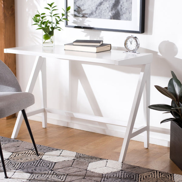 Safavieh Ripley Desk - Industrial Farmhouse Charm With A-Frame Design For Stylish Home Office Workspaces White DSK5001C