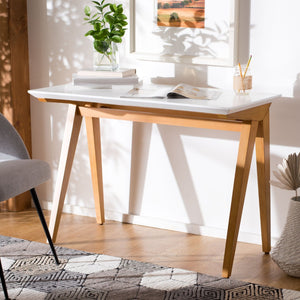 Safavieh Reid Desk - Elegant A-Frame Workspace With Farmhouse Charm And Industrial Style For Every Interior Oak/White DSK5002A