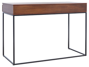 Safavieh Alric Desk - Modern Industrial Home Office Solution With Walnut Finish & Dual Drawer Storage DSK5003A