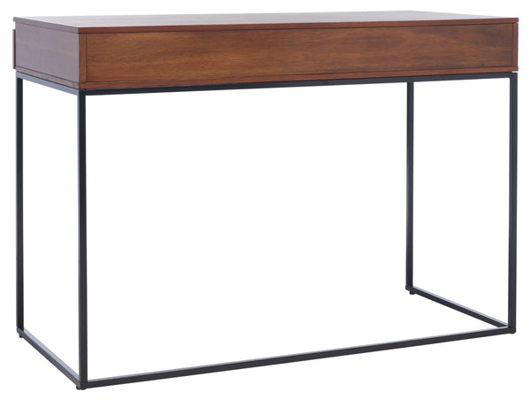 Safavieh Alric Desk - Modern Industrial Home Office Solution With Walnut Finish & Dual Drawer Storage DSK5003A