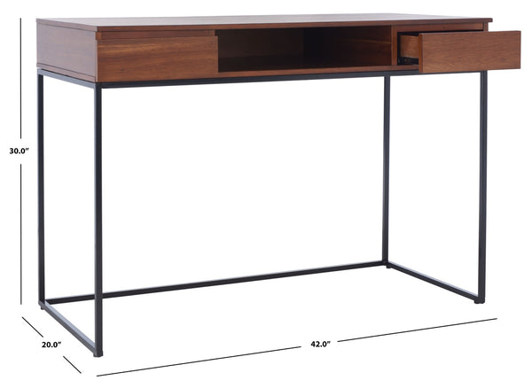 Safavieh Alric Desk - Modern Industrial Home Office Solution With Walnut Finish & Dual Drawer Storage DSK5003A