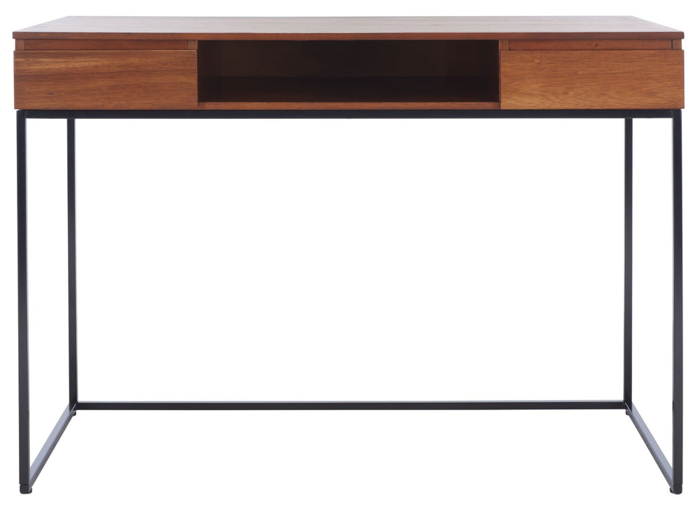 Safavieh Alric Desk - Modern Industrial Home Office Solution With Walnut Finish & Dual Drawer Storage DSK5003A