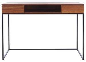 Safavieh Alric Desk - Modern Industrial Home Office Solution With Walnut Finish & Dual Drawer Storage DSK5003A