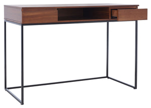 Safavieh Alric Desk - Modern Industrial Home Office Solution With Walnut Finish & Dual Drawer Storage DSK5003A