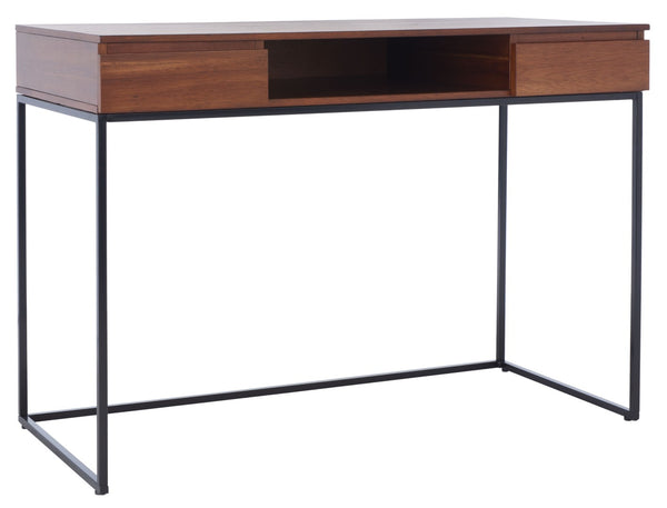 Safavieh Alric Desk - Modern Industrial Home Office Solution With Walnut Finish & Dual Drawer Storage DSK5003A