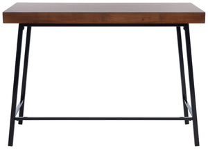 Safavieh Bernhart Desk - Mid-Century Modern Workspace With Walnut Surface & Angled Black Legs For Style & Function DSK5004A