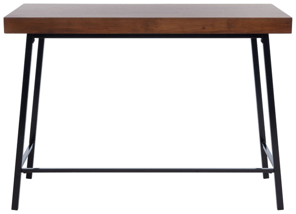 Safavieh Bernhart Desk - Mid-Century Modern Workspace With Walnut Surface & Angled Black Legs For Style & Function DSK5004A