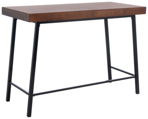 Safavieh Bernhart Desk - Mid-Century Modern Workspace With Walnut Surface & Angled Black Legs For Style & Function DSK5004A
