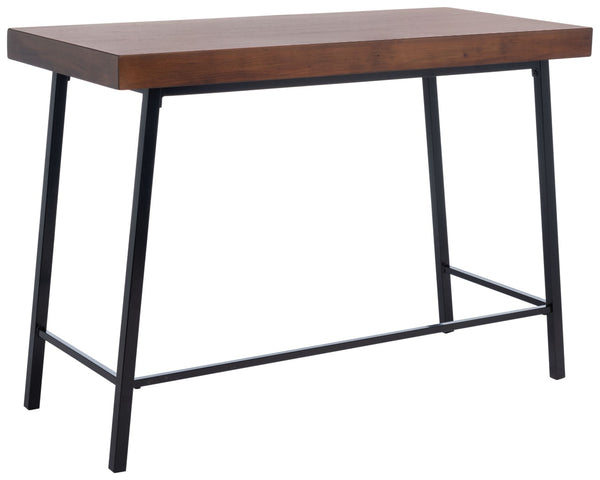 Safavieh Bernhart Desk - Mid-Century Modern Workspace With Walnut Surface & Angled Black Legs For Style & Function DSK5004A