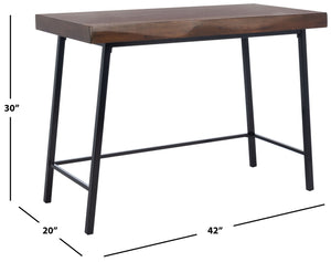 Safavieh Bernhart Desk - Mid-Century Modern Workspace With Walnut Surface & Angled Black Legs For Style & Function DSK5004A