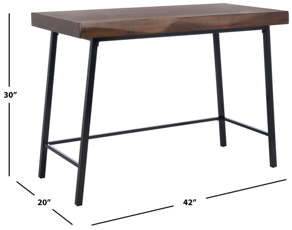 Safavieh Bernhart Desk - Mid-Century Modern Workspace With Walnut Surface & Angled Black Legs For Style & Function DSK5004A