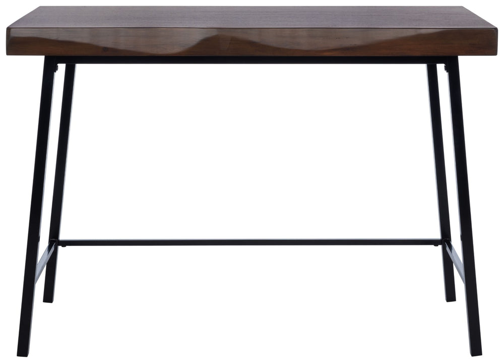 Safavieh Bernhart Desk - Mid-Century Modern Workspace With Walnut Surface & Angled Black Legs For Style & Function DSK5004A