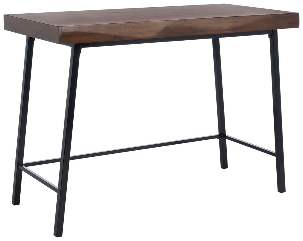 Safavieh Bernhart Desk - Mid-Century Modern Workspace With Walnut Surface & Angled Black Legs For Style & Function DSK5004A
