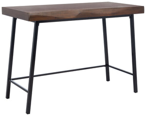 Safavieh Bernhart Desk - Mid-Century Modern Workspace With Walnut Surface & Angled Black Legs For Style & Function DSK5004A