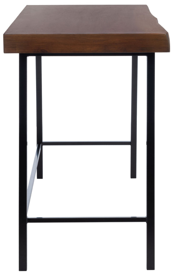 Safavieh Bernhart Desk - Mid-Century Modern Workspace With Walnut Surface & Angled Black Legs For Style & Function DSK5004A