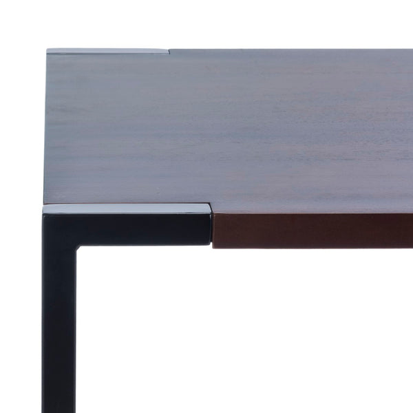 Safavieh Calloway Desk - Stylish Compact Workspace In Warm Walnut & Black Frame With Greek-Key Accents! DSK5005A