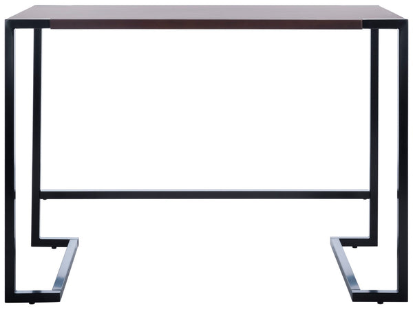 Safavieh Calloway Desk - Stylish Compact Workspace In Warm Walnut & Black Frame With Greek-Key Accents! DSK5005A