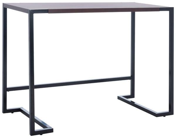 Safavieh Calloway Desk - Stylish Compact Workspace In Warm Walnut & Black Frame With Greek-Key Accents! DSK5005A