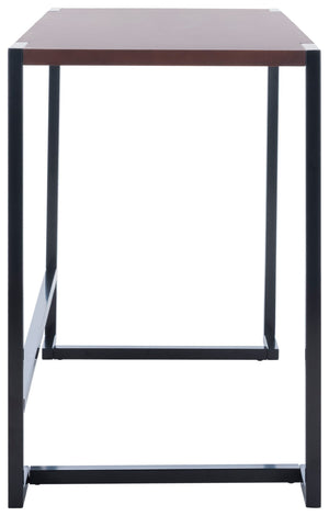 Safavieh Calloway Desk - Stylish Compact Workspace In Warm Walnut & Black Frame With Greek-Key Accents! DSK5005A