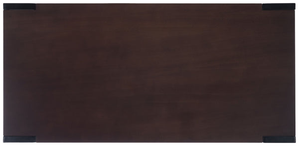 Safavieh Calloway Desk - Stylish Compact Workspace In Warm Walnut & Black Frame With Greek-Key Accents! DSK5005A