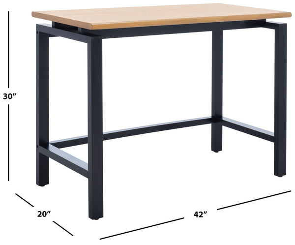 Safavieh Embry Desk - Mid-Century Modern Workspace With Warm Walnut Finish & Urban-Industrial Black Base DSK5007A