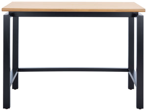Safavieh Embry Desk - Mid-Century Modern Workspace With Warm Walnut Finish & Urban-Industrial Black Base DSK5007A