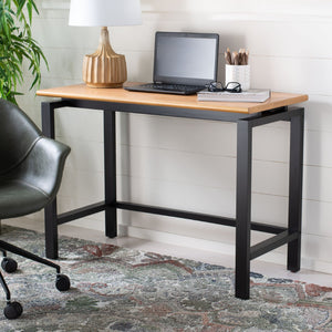 Safavieh Embry Desk - Mid-Century Modern Workspace With Warm Walnut Finish & Urban-Industrial Black Base DSK5007A
