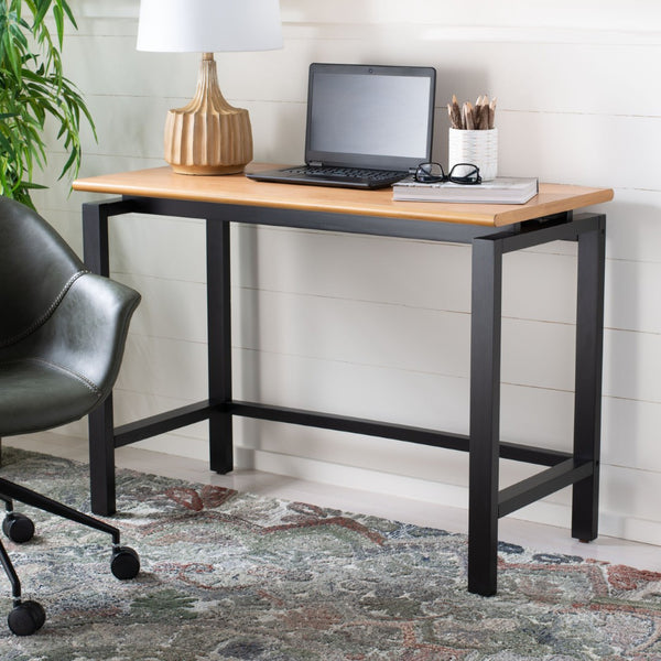 Safavieh Embry Desk - Mid-Century Modern Workspace With Warm Walnut Finish & Urban-Industrial Black Base DSK5007A