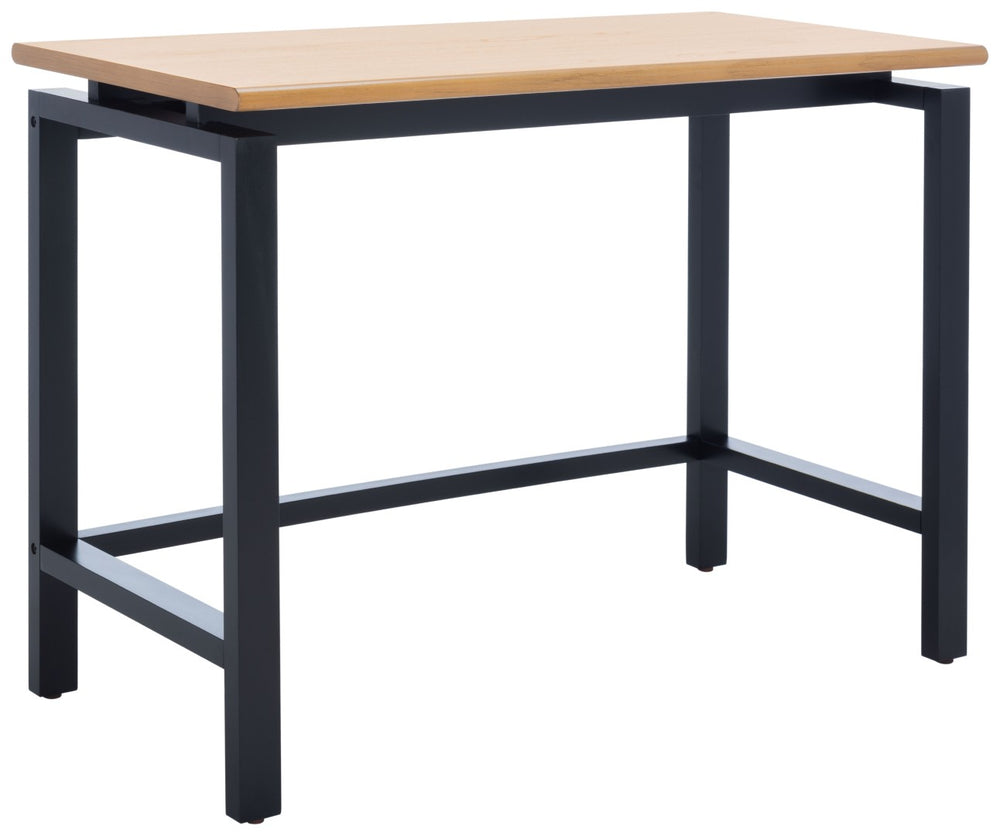 Safavieh Embry Desk - Mid-Century Modern Workspace With Warm Walnut Finish & Urban-Industrial Black Base DSK5007A