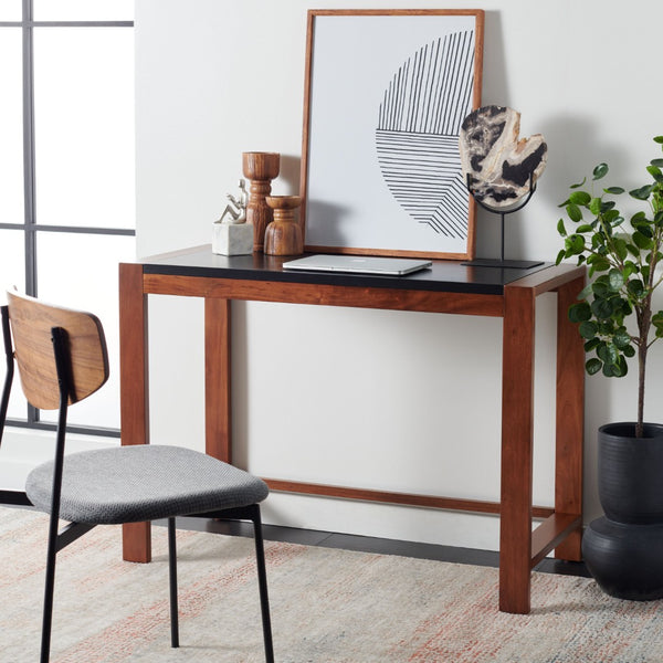 Safavieh Halleck Desk - Industrial-Chic Minimalist Design With Black And Brown Two-Tone Finish For Home Office DSK5010A