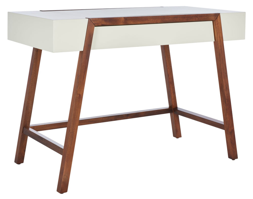 Safavieh Marwood Desk - Mid-Century Modern Compact Workspace With Walnut Frame & White Top For Any Room DSK5012A