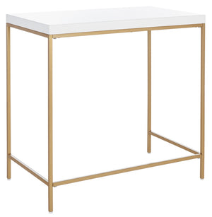 Safavieh Cass Desk - Modern Minimalist White & Gold Accent Table For Stylish Home Offices And Workspaces DSK5015A