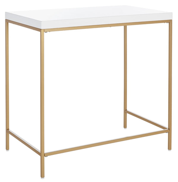 Safavieh Cass Desk - Modern Minimalist White & Gold Accent Table For Stylish Home Offices And Workspaces DSK5015A