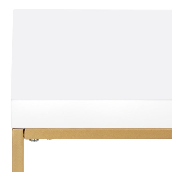 Safavieh Cass Desk - Modern Minimalist White & Gold Accent Table For Stylish Home Offices And Workspaces DSK5015A