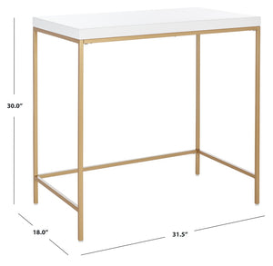 Safavieh Cass Desk - Modern Minimalist White & Gold Accent Table For Stylish Home Offices And Workspaces DSK5015A